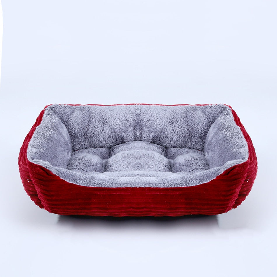 Bed for Dog Cat Pet Square Plush Kennel
