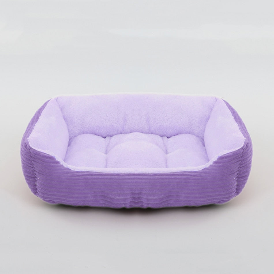 Bed for Dog Cat Pet Square Plush Kennel