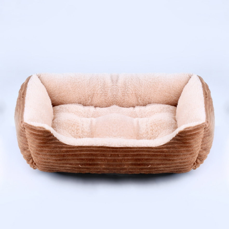 Bed for Dog Cat Pet Square Plush Kennel
