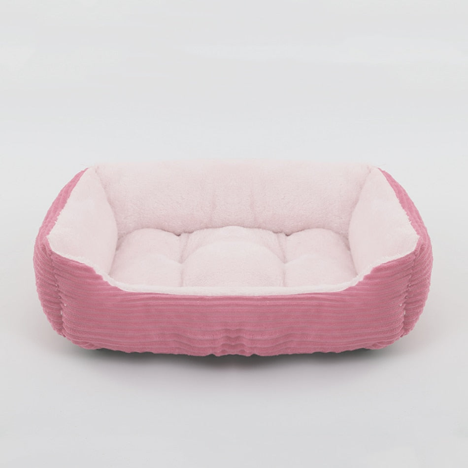 Bed for Dog Cat Pet Square Plush Kennel